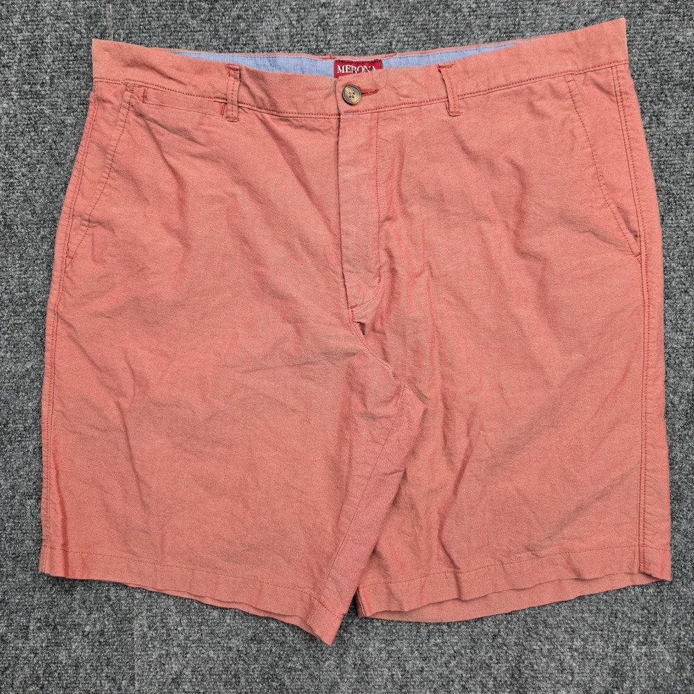 Merona Mens Size W40 (W38) Tailored Fit Coral Pink Cotton Chino Shorts